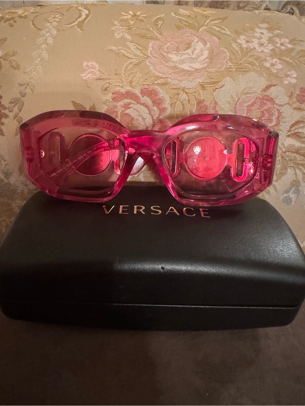 Authentic Versace Logo Medusa Transparent Pink Sunglasses
